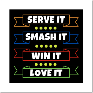 Serve It Smash It Win It Love It US OPEN Tennis Posters and Art